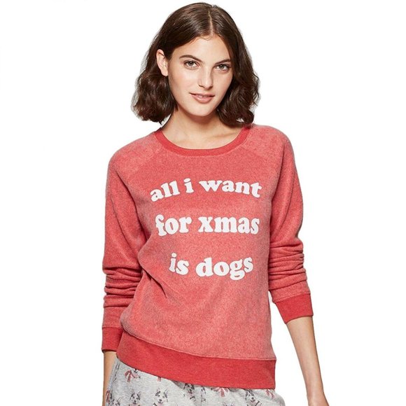 Grayson/Threads Other - NWT All I Want is Dogs Pajama Sweatshirt Small Red